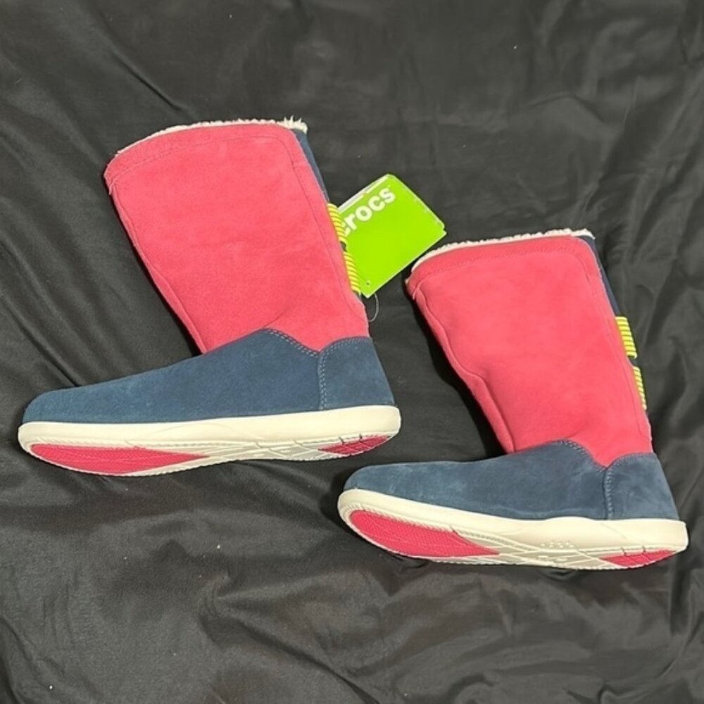 Womens Crocs Adela Foldover Fuzz Bootie